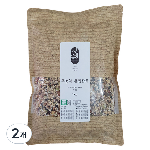 상생촌 유기농 무농약 쌀 혼합잡곡, 1kg, 2개