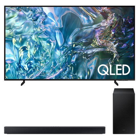 kq75qd60afxkr - 삼성전자 4K UHD QLED 스마트 TV + 사운드바 세트, 189cm(75인치), KQ75QD67AFXKR, 스탠드형 X HW-C450 (사운드바), 방문설치