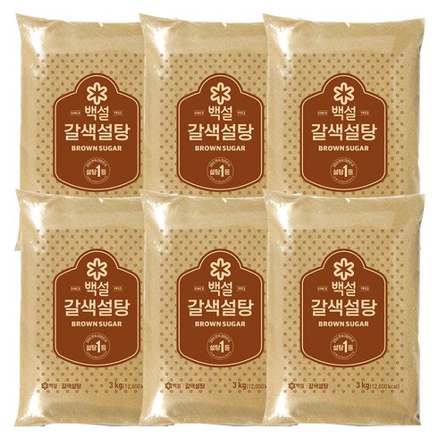 갈색설탕3kg - 백설 갈색설탕, 3kg, 6개