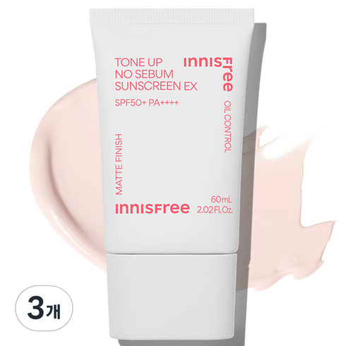 이니스프리 톤업 노세범 선스크린 EX SPF50+ PA++++, 3개, 60ml