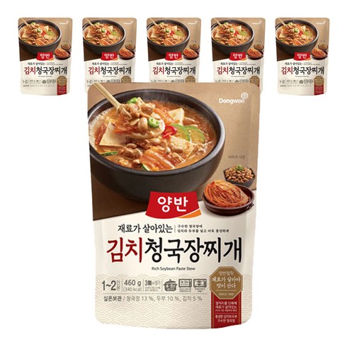 양반 김치 청국장찌개, 460g, 6개