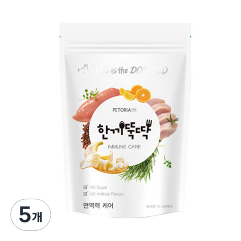 한끼뚝딱 강아지 기능성 사료, 면역/항산화, 800g, 5개
