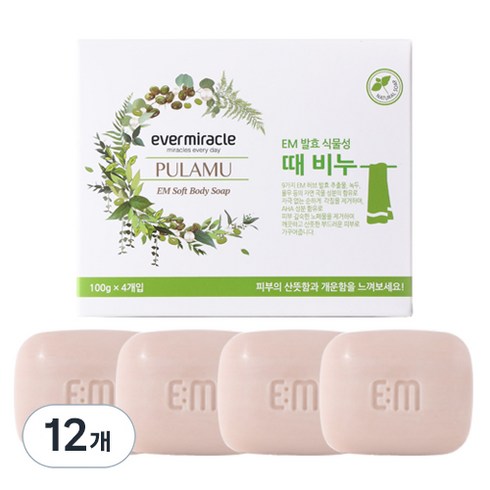 에버미라클 EM 발효 식물성 때비누, 100g, 12개