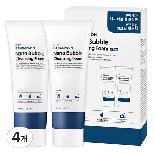 클렌징폼 초이득 구성 - 닥터방기원 나노 버블 클렌징폼, 200ml, 4개