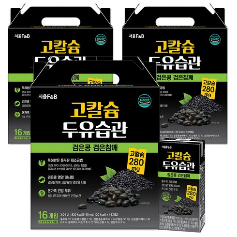 서울에프엔비 고칼슘 두유습관 검은콩 검은참깨, 190ml, 48개