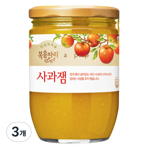 복음자리사과잼 - [복음자리] 과일잼(사과잼), 620g, 3개