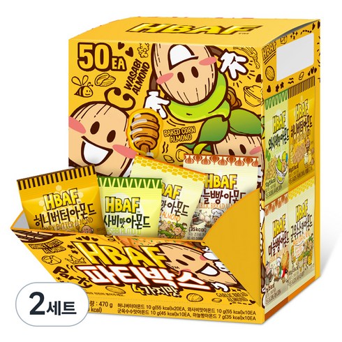 바프 파티박스 아몬드 마늘빵 7g x 10p + 군옥수수맛 10g x 10p + 와사비맛 10g x 10p + 허니버터 10g x 20p 파티박스, 2세트