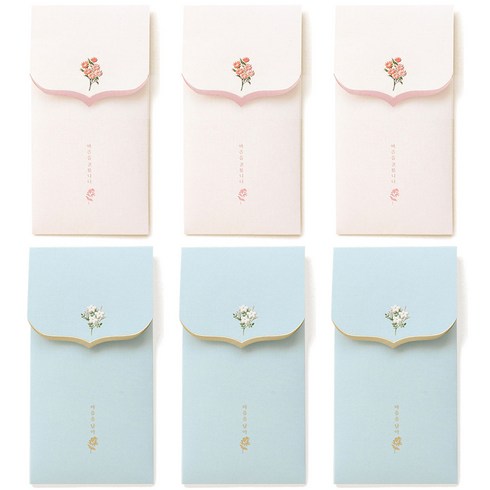 현대백화점상품권 - 더솜씨 꽃단아 축하봉투 2종 세트, 핑크, 블루, 3세트