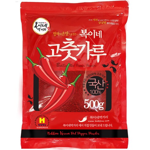 고춧가루보통맛500g - 복이네먹거리 국산 고추가루 보통맛 김치용, 500g, 1개