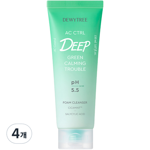 듀이트리 AC 컨트롤 딥 그린 카밍 트러블 폼 클렌저, 150ml, 4개