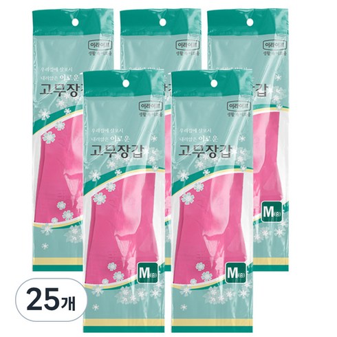 롯데이라이프 고무장갑, 핑크, 중(M), 25개