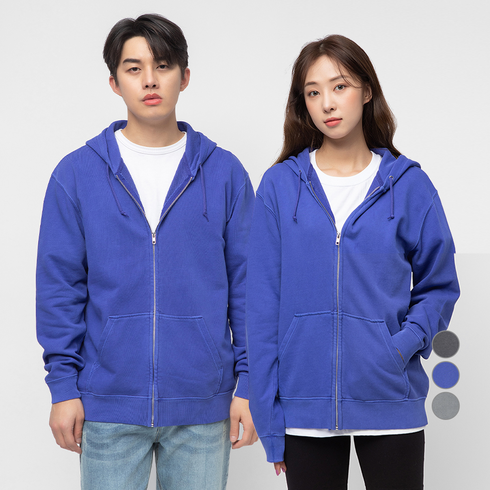 캐럿 남녀공용 릴렉스핏 가먼트다잉 후드 집업 자켓