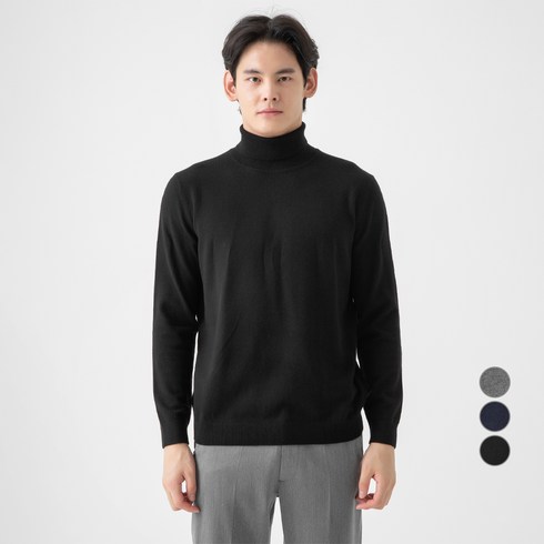 캐럿 남성용 100% 메리노울 터틀넥 스웨터