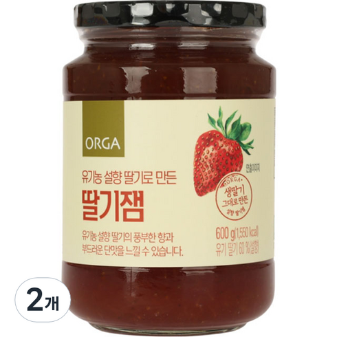 ORGA 유기농 설향딸기로 만든 딸기잼, 600g, 2개