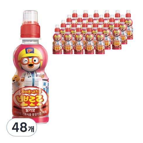 뽀로로딸기 - 뽀로로 귀여운 내친구 어린이 음료 딸기맛 235 ml, 48개, 235ml