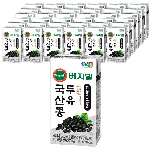 베지밀 국산콩 두유 검은콩 고칼슘, 48개, 190ml