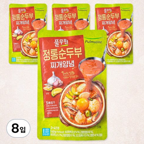 풀무원 정통순두부 찌개양념, 140g, 8개