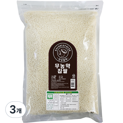 싱싱잡곡 무농약 찹쌀, 3kg, 3개