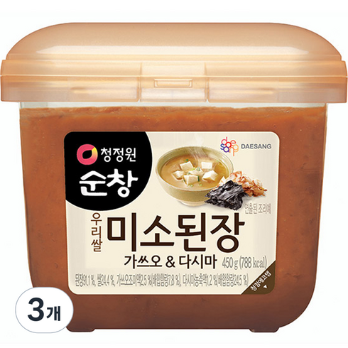 대상 청정원 미소된장 가쓰오&다시마, 450g, 3개