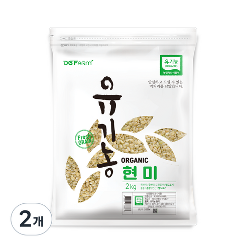 대구농산 유기농 현미, 2kg, 2개