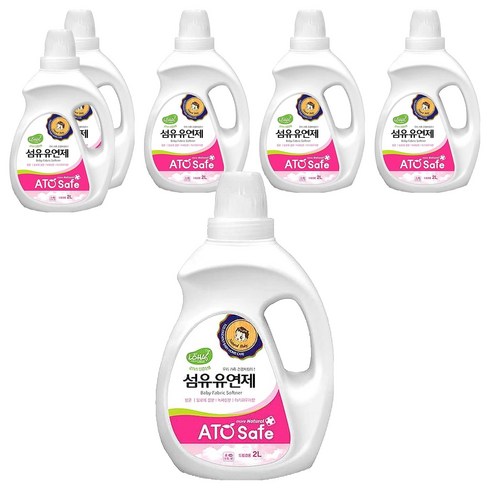 아토세이프 로하스인증 유아 섬유유연제 파우더리향 용기형, 6개, 2L