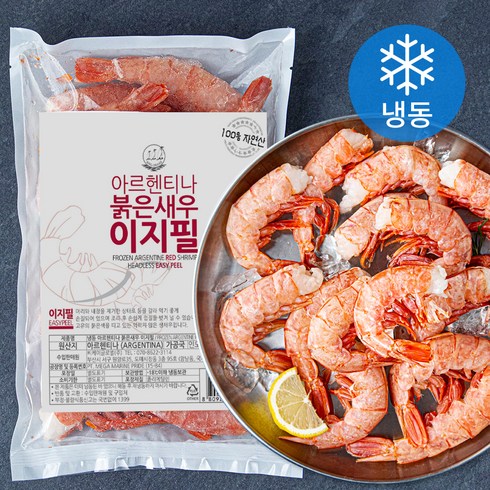 슬라웨시새우 - 바다몰 자연산 아르헨티나 붉은새우 이지필 (냉동), 600g(특대), 1봉