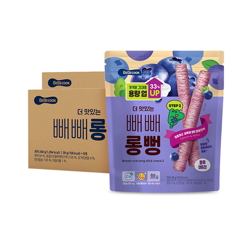 베베쿡 더 맛있는 빼빼롱뻥, 블루베리, 40g, 16개