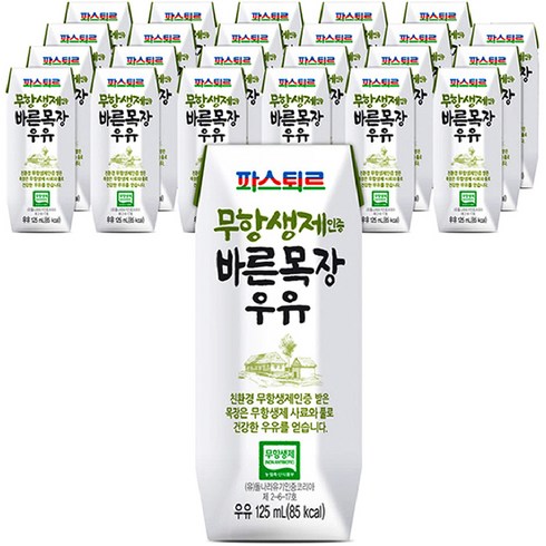 유아우유 - 파스퇴르 무항생제 인증 바른목장 우유, 24개, 125ml