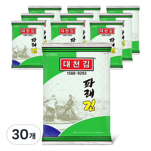 대천김 파래김, 22g, 30개