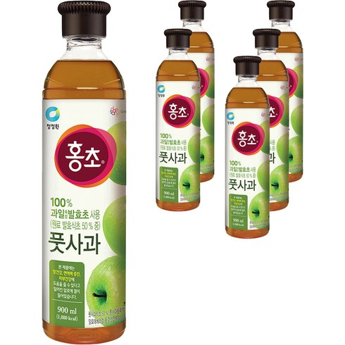 대상 청정원 홍초 풋사과, 900ml, 6개