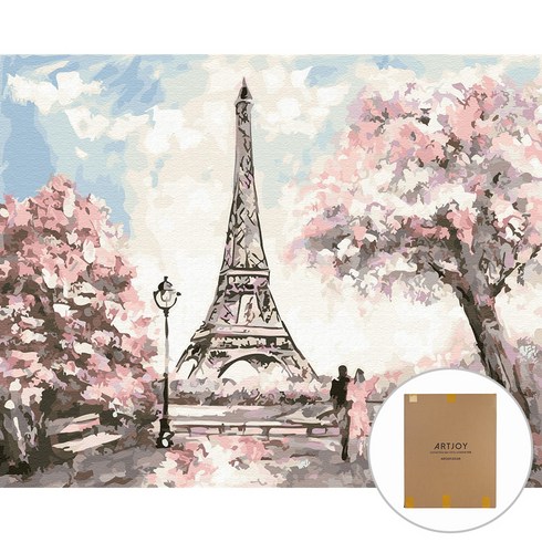 아트조이 DIY 명화그리기 60 x 75 cm + 물감 3세트 + 붓 2세트, 봄에 물든 에펠탑
