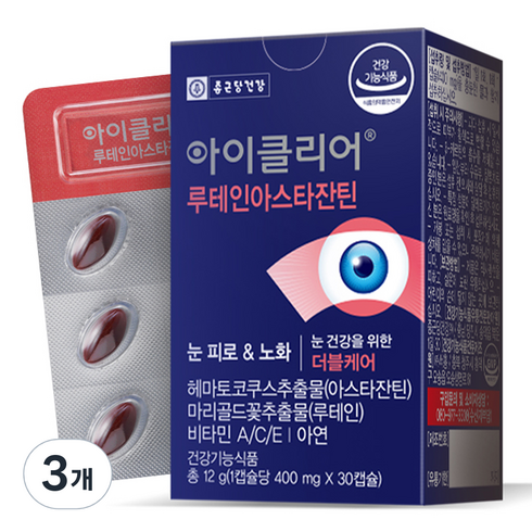 아이클리어 루테인아스타잔틴 12g, 30정, 3개