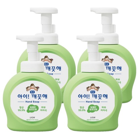 아이깨끗해 항균 폼 핸드솝 청포도향, 490ml, 4개