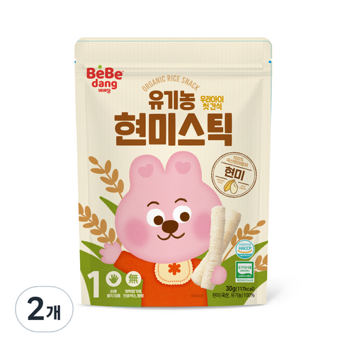 현미떡뻥 - 베베당 유기농 현미스틱 자색고구마, 고소한맛, 30g, 2개