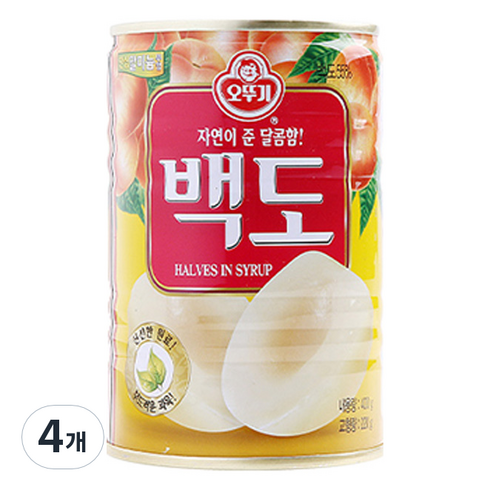 오뚜기 백도 반절 통조림, 400g, 4개