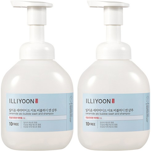 아기바디워시거품타입 - 일리윤 세라마이드 아토 버블워시앤샴푸 바디워시, 400ml, 2개
