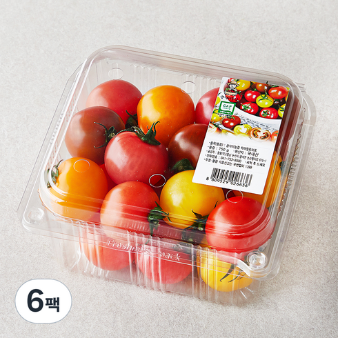 오색 칵테일 토마토 5kg - 광식이농장 GAP 인증 칵테일토마토, 750g, 6팩