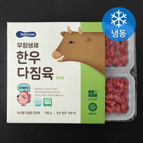 소고기이유식큐브 - 베베쿡 무항생제 한우다짐육 2단계 (냉동), 180g, 1개