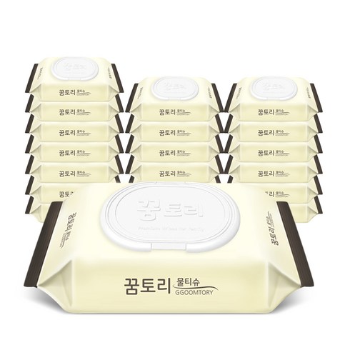 물티슈12900원 - 꿈토리 도톰한 나비의꿈 물티슈 캡형 55평량, 60매입, 20팩