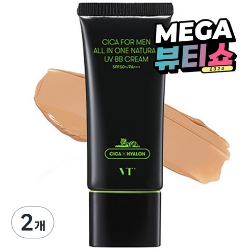 VT 시카 포맨 올인원 내추럴 UV BB크림 30ml, 어두운 피부용, 2개