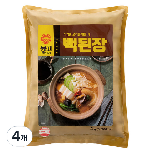 몽고된장 - 몽고식품 백된장, 4kg, 4개