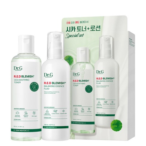 스킨로션세트 - 닥터지 레드 블레미쉬 시카 토너 200ml + 로션 150ml 세트, 1세트