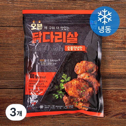 목우촌 오븐구이 반마리 치킨 14팩 - 목우촌 오븐 닭다리살 숯불양념맛 (냉동), 400g, 3개