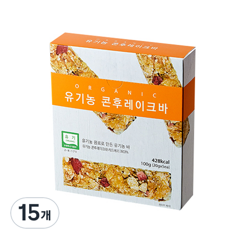 유가원 유기농 콘후레이크바, 20g, 15개