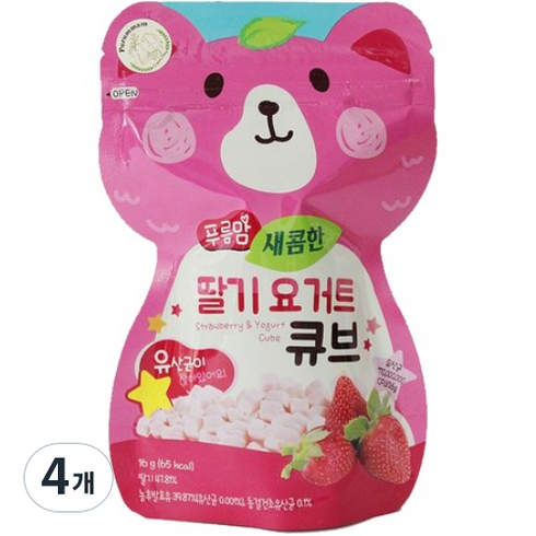 오가닉스토리 푸름맘 요거트 큐브 16g, 4개, 새콤한 딸기맛