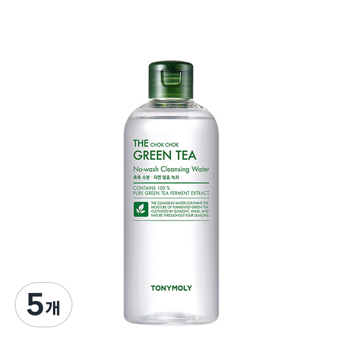 토니모리 더 촉촉 그린티 노워시 클렌징 워터, 300ml, 5개