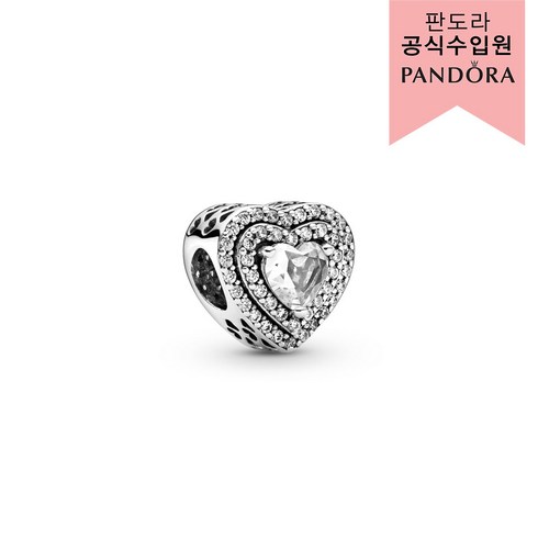 판도라 여성용 스파클링 레벨드 하트 참 799218C01 + 쇼핑백