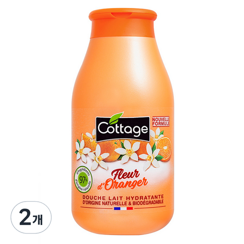 코티지 바디워시 더블구성 - 코티지 오렌지 블러썸 모이스처라이징 샤워 밀크 꽃향, 250ml, 2개