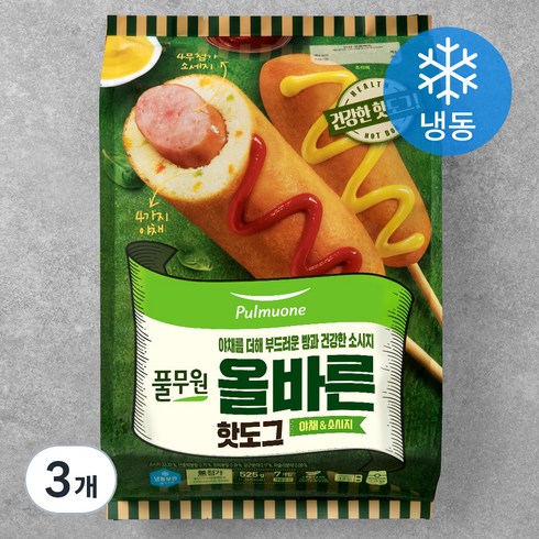 풀무원 올바른 핫도그 개별 (냉동), 75g, 7개입, 3개