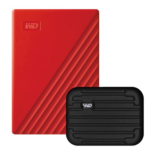 wd외장하드4tb - WD My Passport 휴대용 외장하드 + 파우치, 4TB, 레드